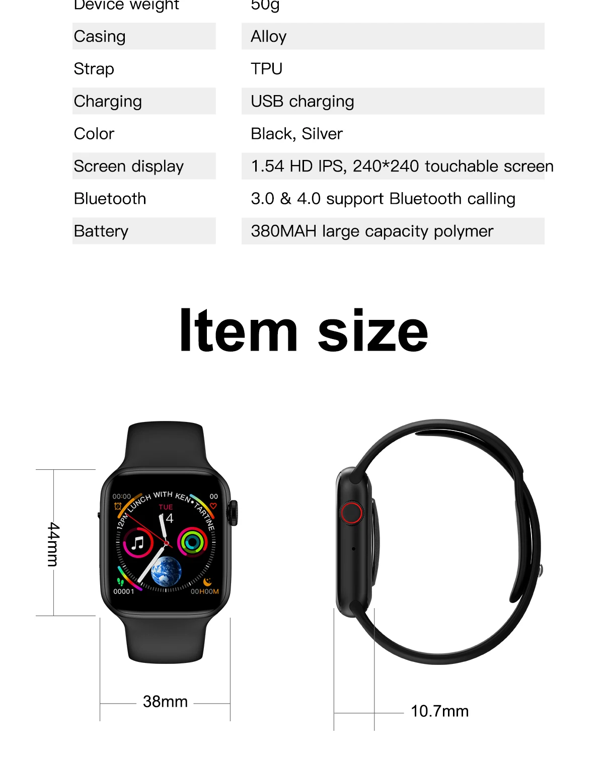 LEMFO W34 1,5" Полный сенсорный смарт-часы для мужчин для Apple Watch Поддержка Bluetooth вызова для женщин смарт-браслет ЭКГ+ PPG трекер здоровья