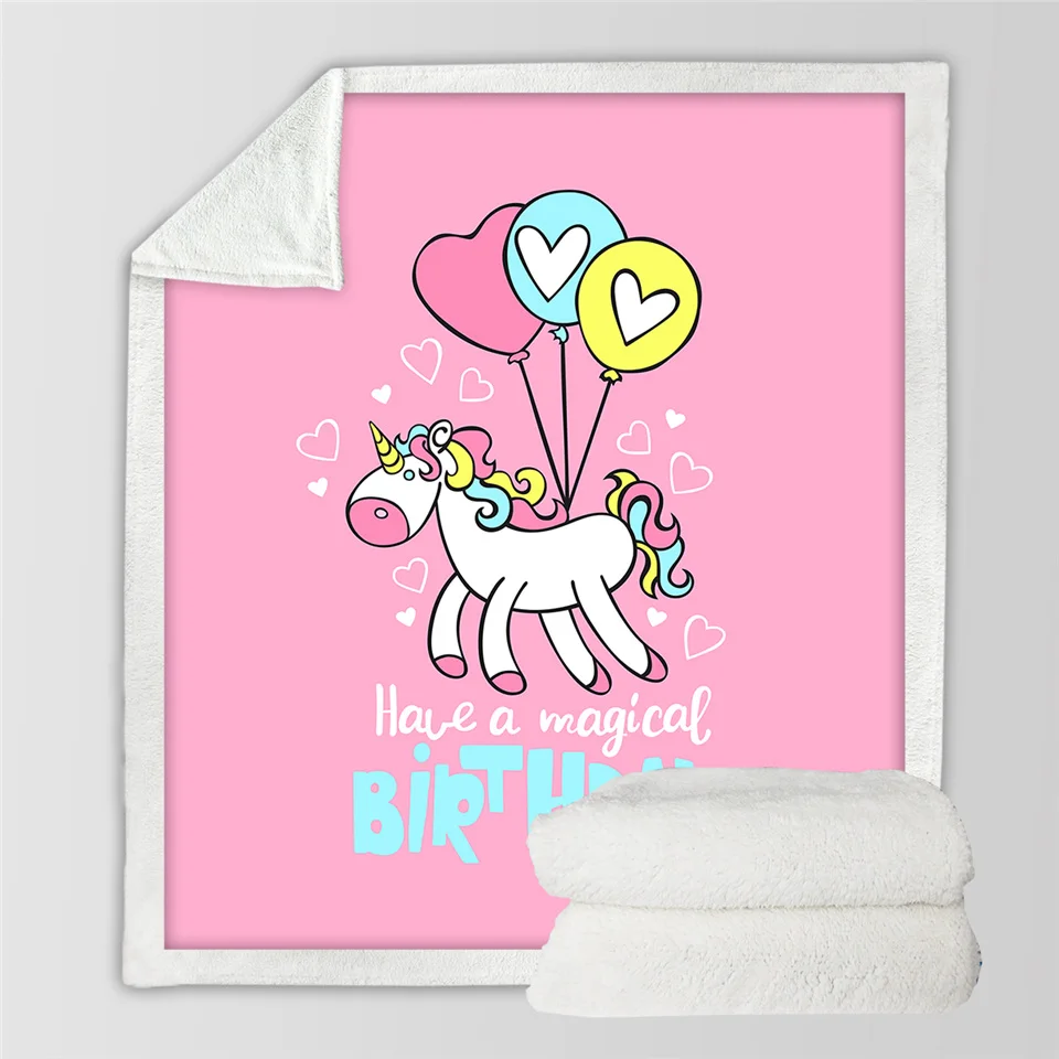 Unicorn Kids Pink Fleece Blanket