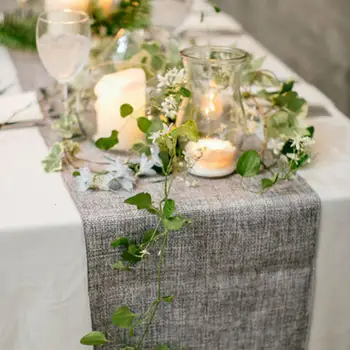

51 1pcs Rustic Table Runner Natural Imitated Linen Table Cloth Wedding Decor for Wedding Christmas Party