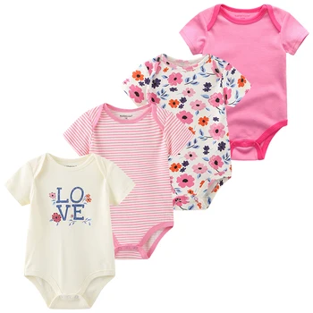 

4 PCS/LOT Short Sleeve Baby Rompers 100%Cotton overalls Newborn clothes Roupas de bebe boys girls jumpsuit&clothing
