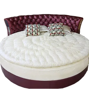 

Ultra-Soft Round Mattress Toppers Manual Quilted Xinjiang Long Plush Cotton Filling Thick Mattress Pad Cover with Zipper Closure