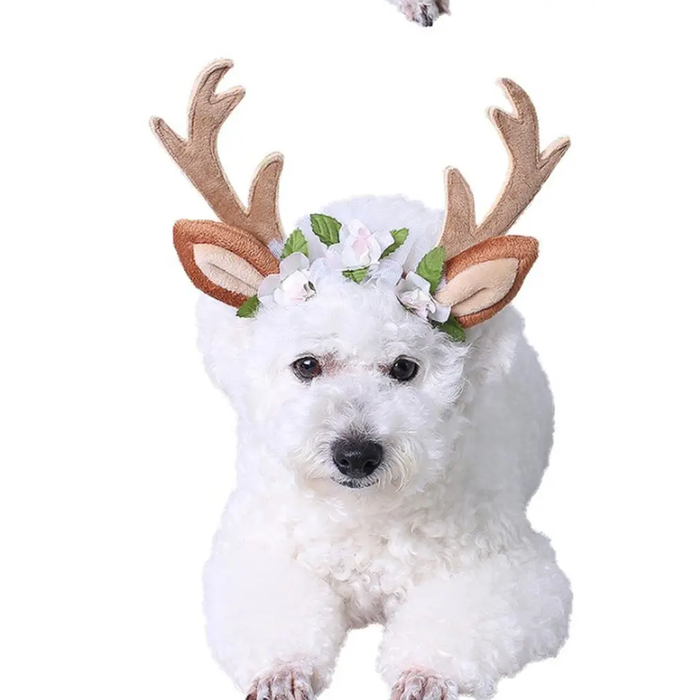 Милые товары для домашних животных рождественские украшения для волос с оленями