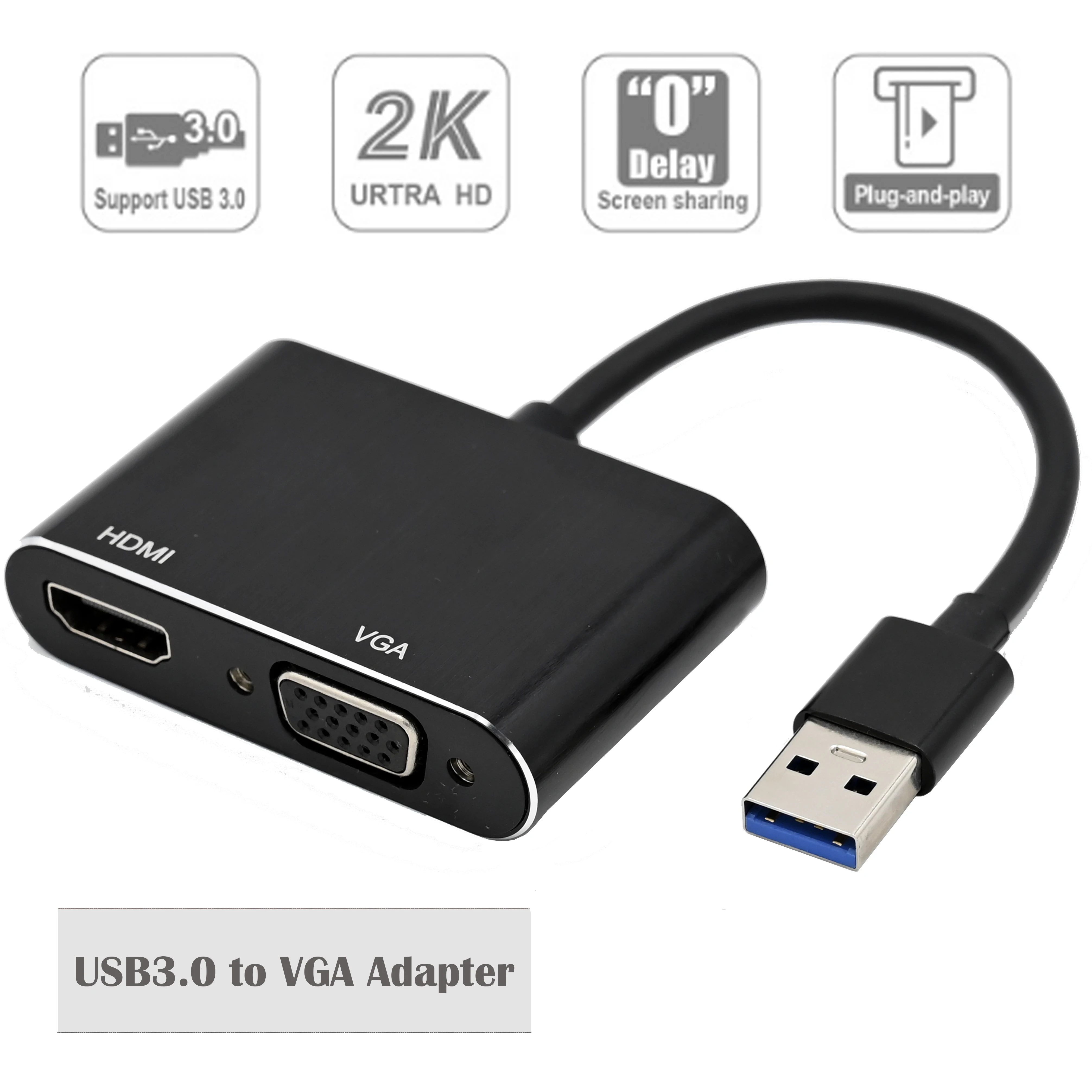 Адаптер HDMI VGA с USB3.0 на видеопреобразователь 1080P адаптер дисплея Plug Play HUB