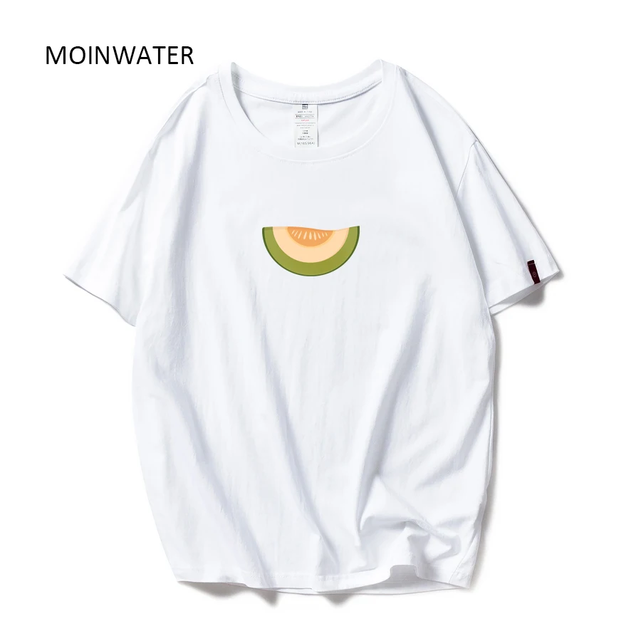 MOINWATER новые женские модные футболки женские хлопковые белые черные футболки и топы с фруктовым принтом женская уличная Повседневная футболка MT1997