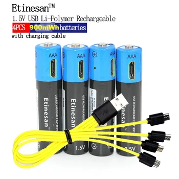 

Power Etinesan 1.5V AAA 900mWh Li-polymer li-ion Lithium Rechargeable Battery USB Power Batteries