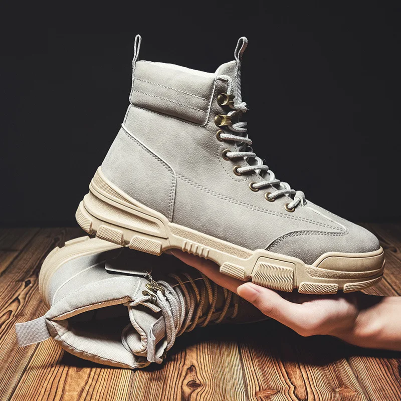 

2021 Casual Men Boots Martens Waterproof Martins Boots Men Leather Shoes Ankle Booties Custom Logo Packing For Drop Shipping