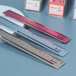 1Pc Metal Ruler 3 Colors Optional 15/18/20cm with Wavy Line Multi-function Suit Student Supplies