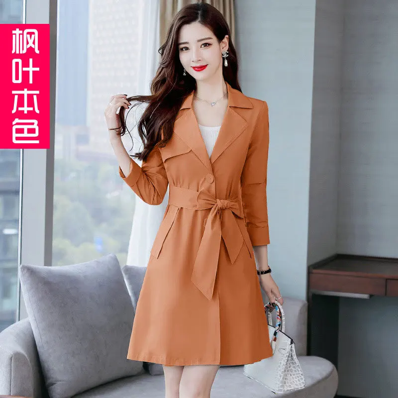 

Elegant Slimming Autumn Coat WOMEN'S Dress 2019 New Style Spring And Autumn Korean-style Versatile Mid-length Slim Fit Fashion T