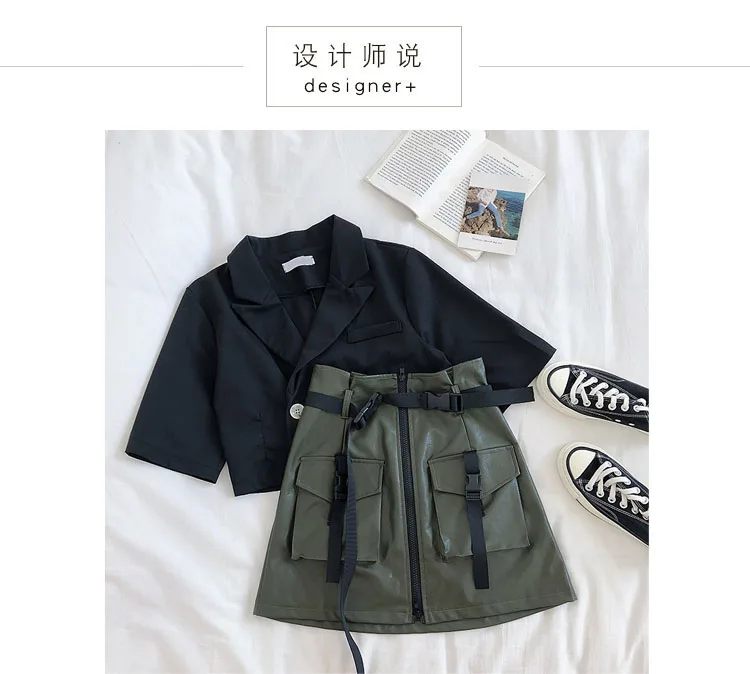 Панк женская готическая уличная Harajuku Мягкая искусственная кожа Высокая талия с поясом лента карман мини юбка молния Сексуальная Bodycon клуб 90s