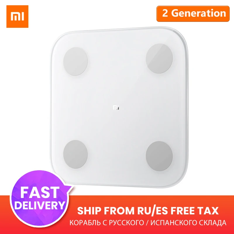 Original Xiaomi Smart Body Fat Composition Scale 2 Bluetooth 5.0 Balance Test 13 Body Data BMI Heal