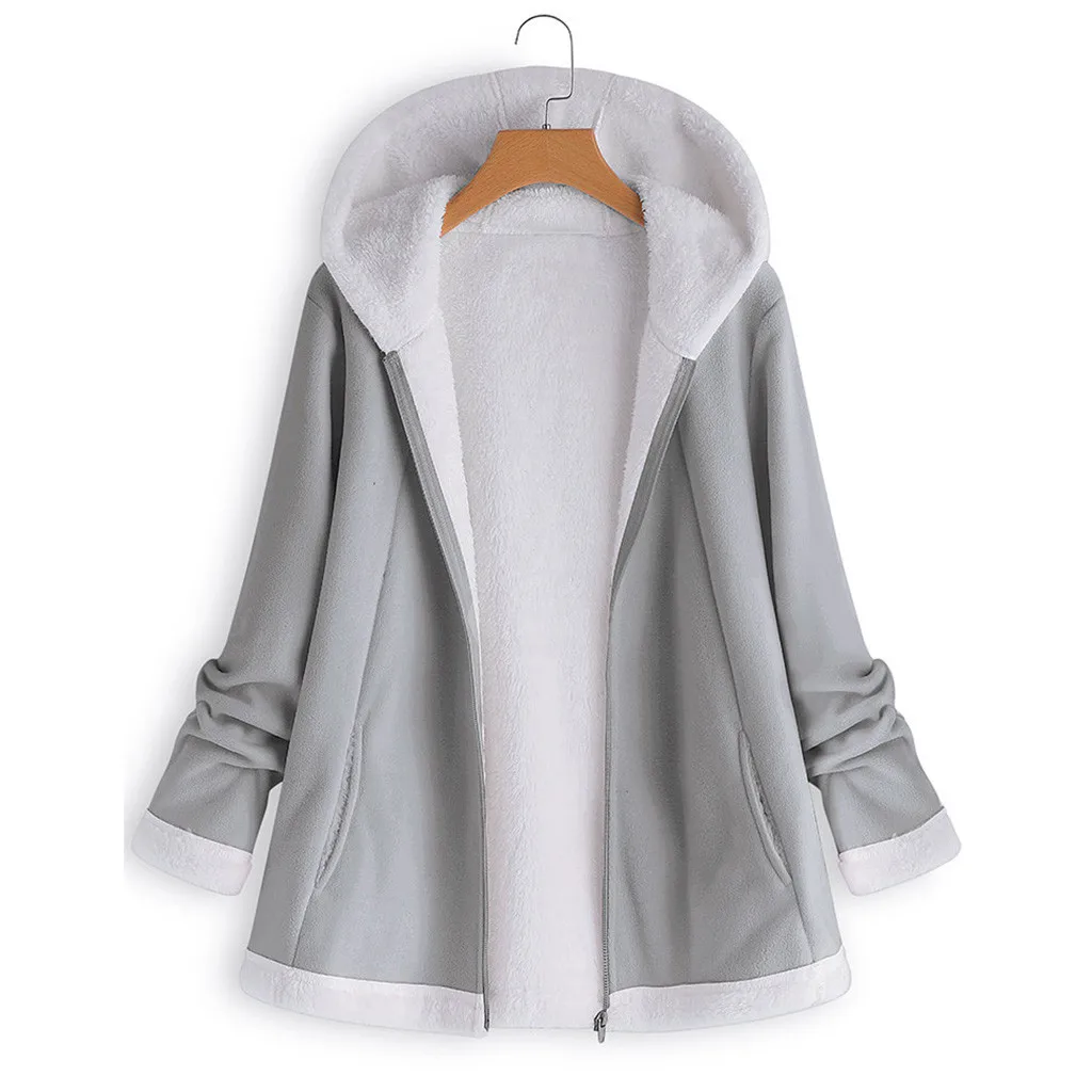 Женские пальто зимняя куртка на молнии с длинным рукавом плюшевая толстовка с капюшоном Повседневная куртка сплошная Верхняя одежда# YL5