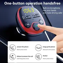 Kit de manos libres con Bluetooth 5,0 para coche, transmisor FM, modulador, reproductor de música Mp3, teléfono inalámbrico, Carkit con cargador USB Dual para coche