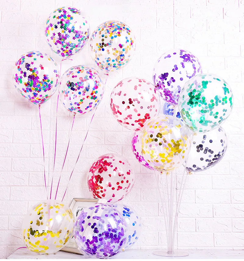 Блестящие латексные шары с конфетти и листвой украшения для вечеринки на день