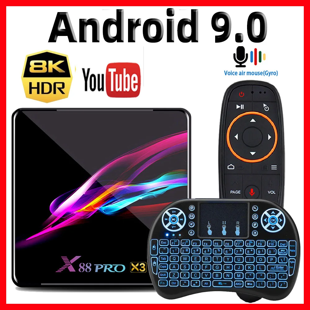ТВ приставка X88 PRO X3 Amlogic S905X3 Android 9 0 4 Гб RAM 128 ГБ 32 64 Smart TV Box 8K медиаплеер