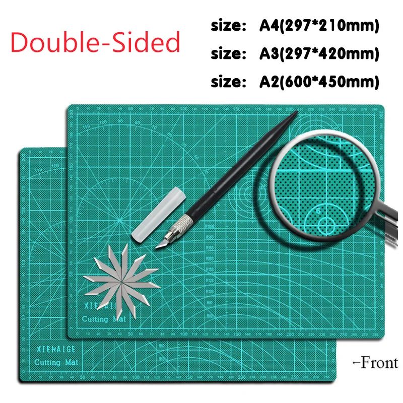 A4 Cutting Mat 12 x 9 Blue Craft Mat Non-Slip Cutting Board with 8  Stainless Steel Ruler for Sewing Quilting 