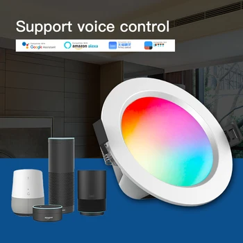 

2020 NEW EU US Standard Mesh 9W Bluetooth Smart Downlight RGB Dimming Group Control APP Control Work With Alexa Google Home