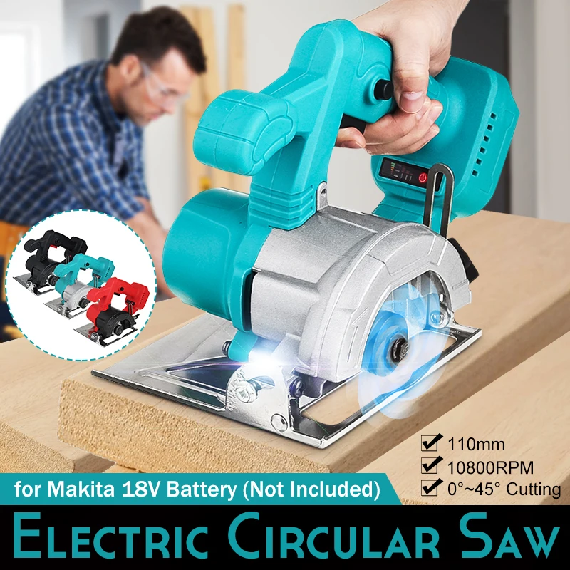 

10800RPM Electric Circular Saw 180mm 0Â°to 45Â° Adjustable Power Tools Multifunction Cutting Machine For Makita 18V Battery