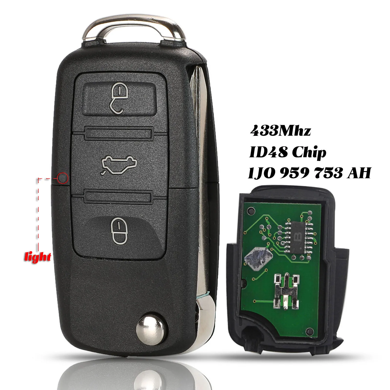 Пульт дистанционного управления jingyuqin 434 МГц для VW/VOLKSWAGEN Passat/Bora/Polo/Golf/Beetle 1J0959753AH / HLO