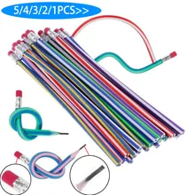 5 шт./лот, цветной магический гибкий мягкий карандаш с ластиком, изогнутый игрушечный карандаш, маленький подарок, мягкий карандаш в полоску