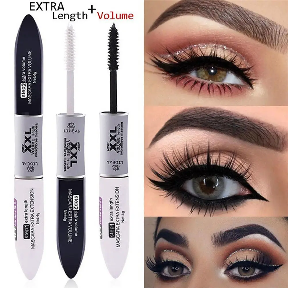 Microfiber Double Head Mascara Slim Waterproof Anti Sweat Black And