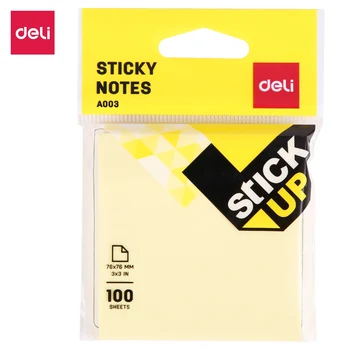 

DELI EA00352 Sticky Notes size 3"*3" 1Lot/2pads*100 sheets Self Adhesive Memo Pad yellow color post it labels school & office