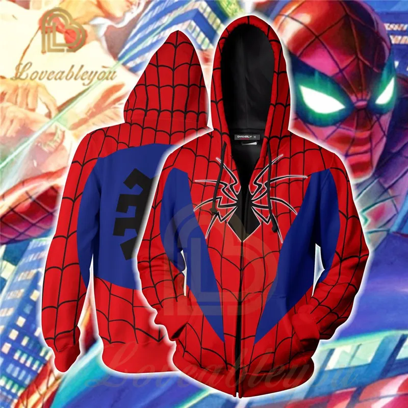 

2019 Spider-Man Avengers Endgame Spiderman Cosplay Costume Sweatshirts for Men Zipper Streetwear Hoody Hoodie Off White Sudadera