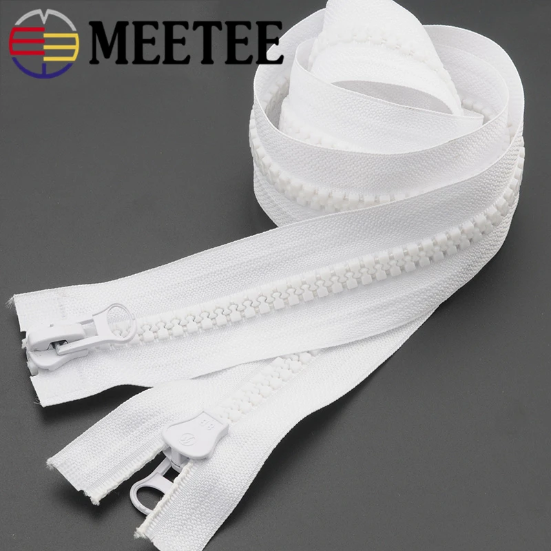 Meetee 8 # полимерная молния черные белые двойные слайдеры пуховая куртка пальто