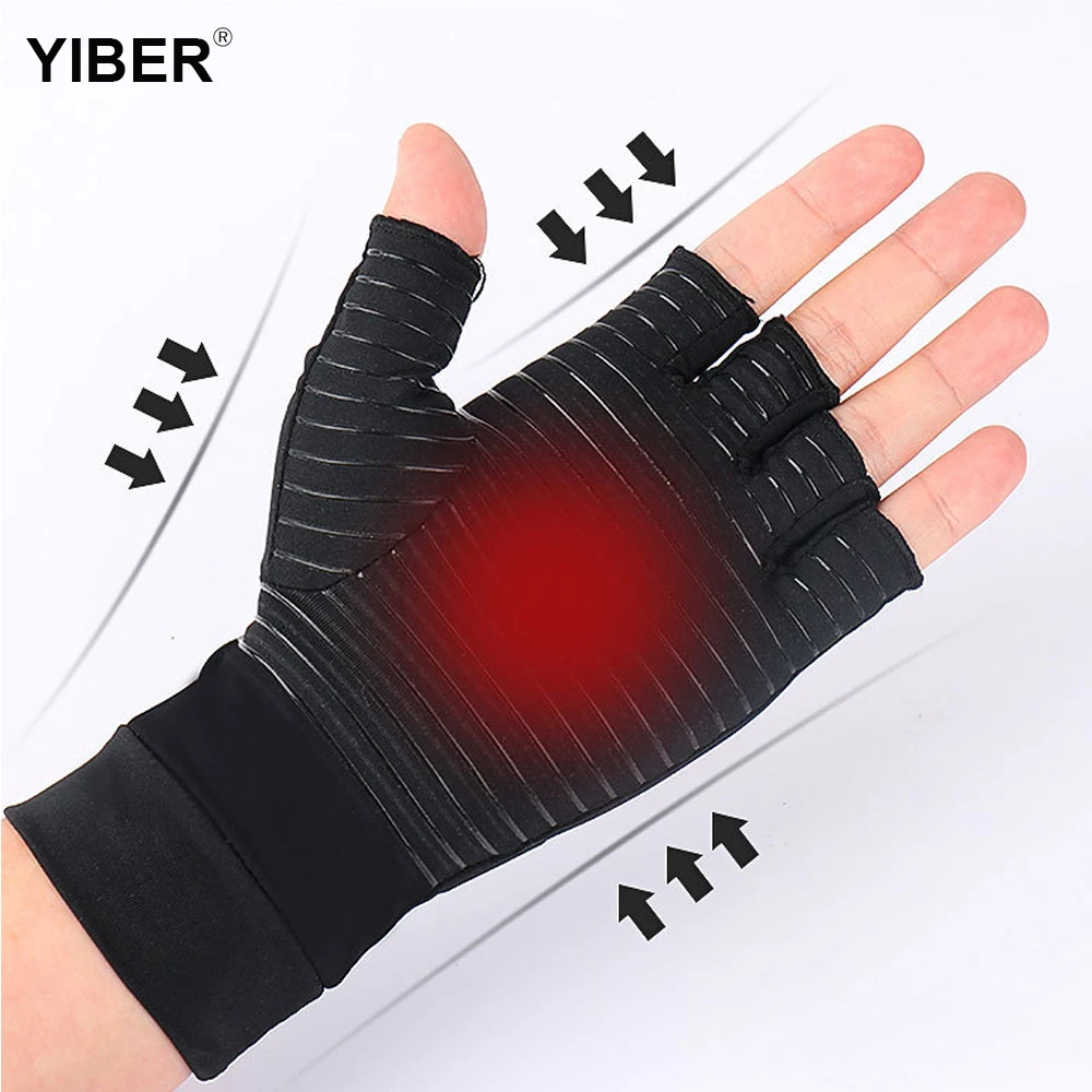 

1 Pair Compression Arthritis Gloves Women Men Joint Pain Relief Anti-slip Copper Gloves Therapy Gloves for Carpal Tunnel Typing