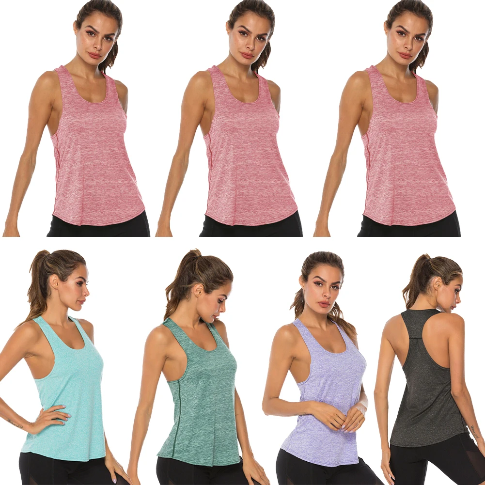 Fashion Sleeveless Racerback Women Yoga Vest Sport Singlet Athletic Fitness Sport Tank Topss Female Running Training Yoga Shirts