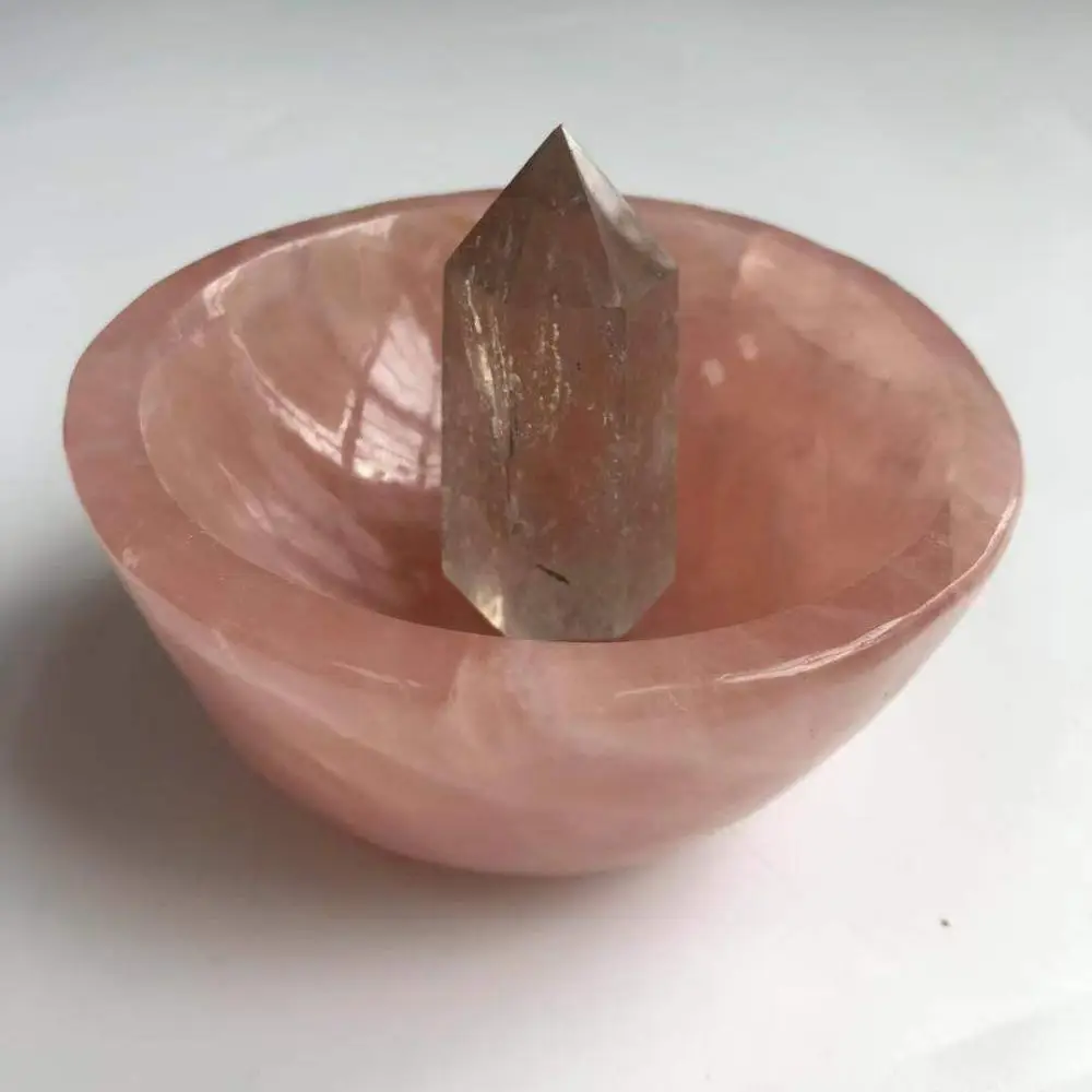 Хорошая розовый! 2 ''глубокие натуральные стразы из розового кварца резьба целебная чаша подарок для украшения FMX