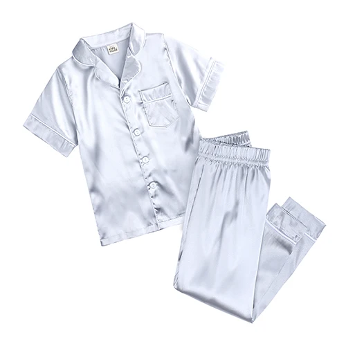 custom pajama sets	 Add Your Own Text And Design Customizing Pajama Sets for Girls Silk Satin DIY Logo Solid Nightgown Children Sleepwear for Boys pajama sets cute	 Sleepwear & Robes