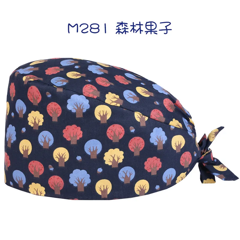 Surgical Cap Chef Cooking Work Caps Tieback with Elastic Cotton for Women and Men SPA Working Hat Hospital Doctor Caps - Цвет: Scrub Cap 17