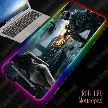 

MRGBEST Battlefield Girl Game RGB Mouse Pad PC Computer Mouse Pad LED Rainbow Light Backlight Large Game Player Mouse Pad 90X40