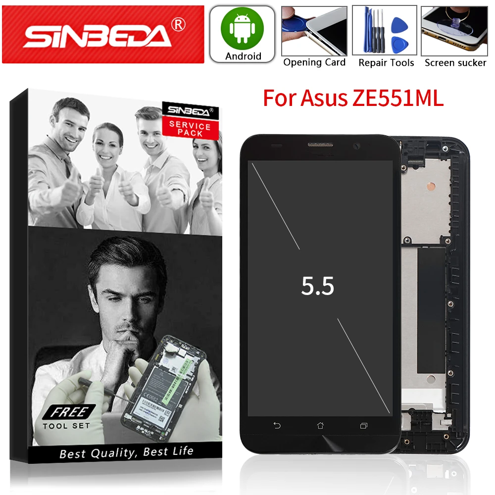 Оригинальный ЖК дисплей 5 дюйма для ASUS Zenfone 2 ZE551ML Z00AD дигитайзер сенсорного экрана