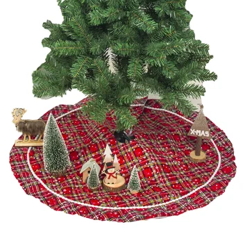 

Christmas Tree Skirt, Plaid Snowflake Tree Skirt Christmas Decorations for Home Office, Red