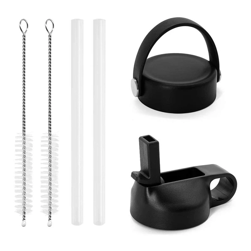 

2 Pcs Wide Mouth Straw Lid Water Bottle Straw Lid with Straws and Brush Compatibility with Most Sports Water Bottle