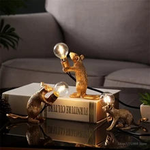 Nordic Harz Tier Ratte Maus Tisch Lampe Kleine Mini Maus Nette LED Wohnkultur Schreibtisch Leuchten Leuchte handwerk lampe serie