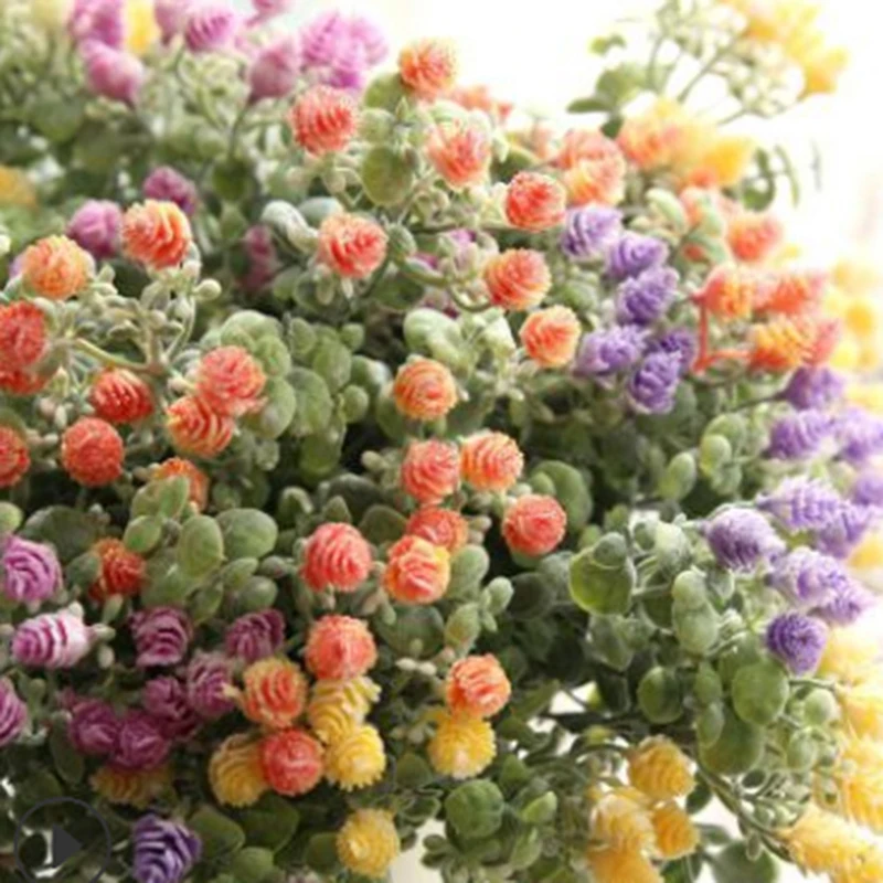 Simulation Plastic Flower Artificial Milan Bayberry Grass Fake Flocking Flower For Wedding Party Home Decor