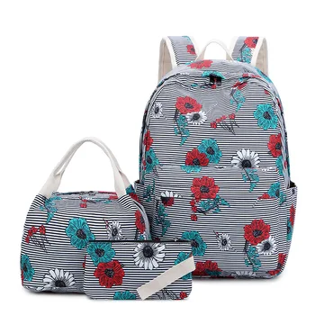 

Student School Backpack 3pcs/set School Bags For Girls Floral Children Backpacks Kids New Backpacks Schoolbag Mochila Infantil