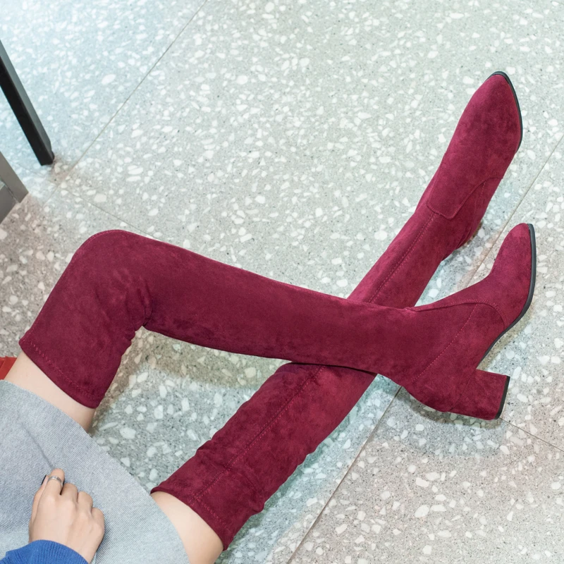 Women Over The Knee High Boots Fashion All Match Pointed Toe Winter Shoes Elegant All Match Women Boots a836