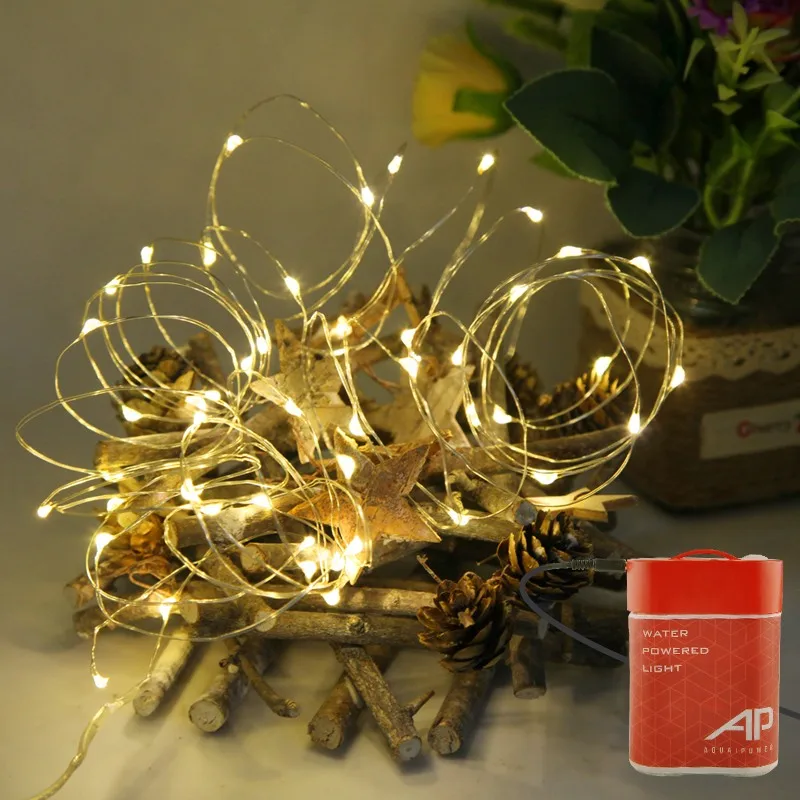 Рождественская декоративная лампа 10 м медная проволочная световая гирлянда RGB цветной светодиодный свет теплый белый цвет струна соленая вода батарея питания