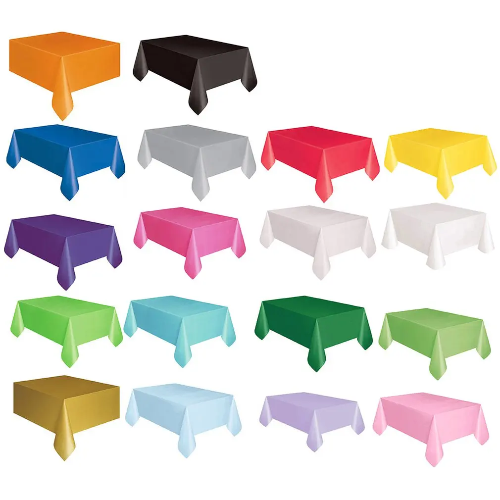 137x274cm Disposable Party Tablecloth Waterproof PE Plastic Table Cloth Birthday Dessert Table Decor Solid Color Tablecloth
