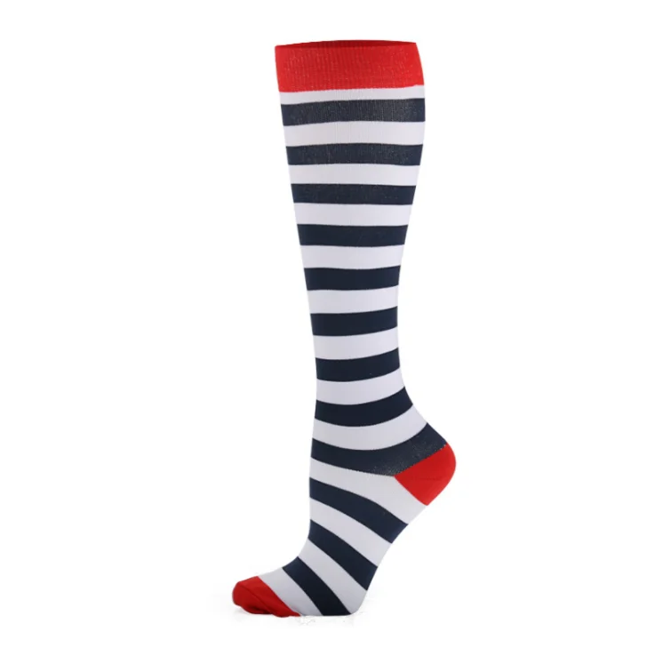 14 Men&Women Compression Socks Leg Support Stretch Outerdoor Breatheable Colorful Stripe Knee High Sock DropShip for Chirstmas Gift - Color: 14