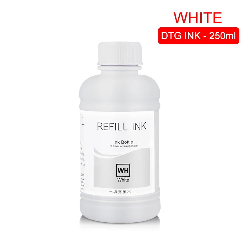 250 ML/Set чернила dtg для рисования на ткани одежды чернила для Epson DX5 DX7 R330 1390 1400 R1900 R2000 F2000 F2100(BK C M Y белый предварительной обработки