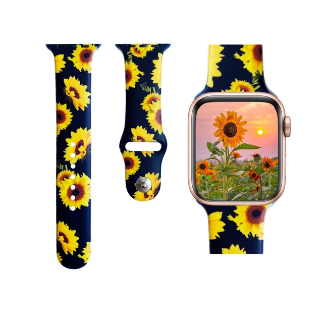 Akatsuki Sun-flower Cactus Akira For iwatch Apple Watch Strap Silicone Band Replacement 38mm 40mm 42mm 44mm Series 3 4 5 6 7 SE 5