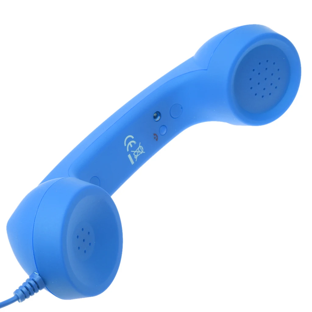 Retro Classic Comfort Telephone Handset 3.5mm Mini Microphone Speaker Phone Call Receiver Blue