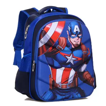 

Primary school 3D Cartoon Captain America Boy Girl Children School bag Teenager Princess Schoolbags Student Backpacks