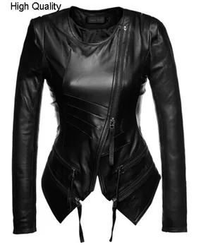 

Hot sale new arrival O-neck sheepskin leather jacket women slim fitting genuine leather coat korean fashion leather clothing
