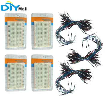 

4PCS 400 Tie Points Breadboard Universal Solderless Circuit Breadboard Prototyping Shield +3 X 65 PCS Dupont Cable for Arduino