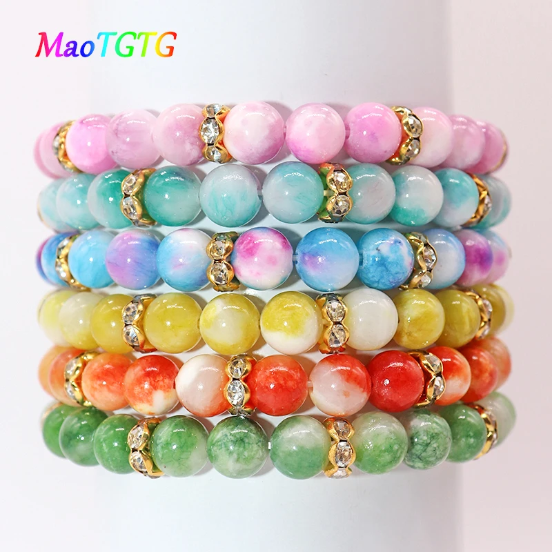 

Natural Stone Beads Bracelet For Women Round Loose Beads Jewelry Armband Pulsera Muje Femme Gifts